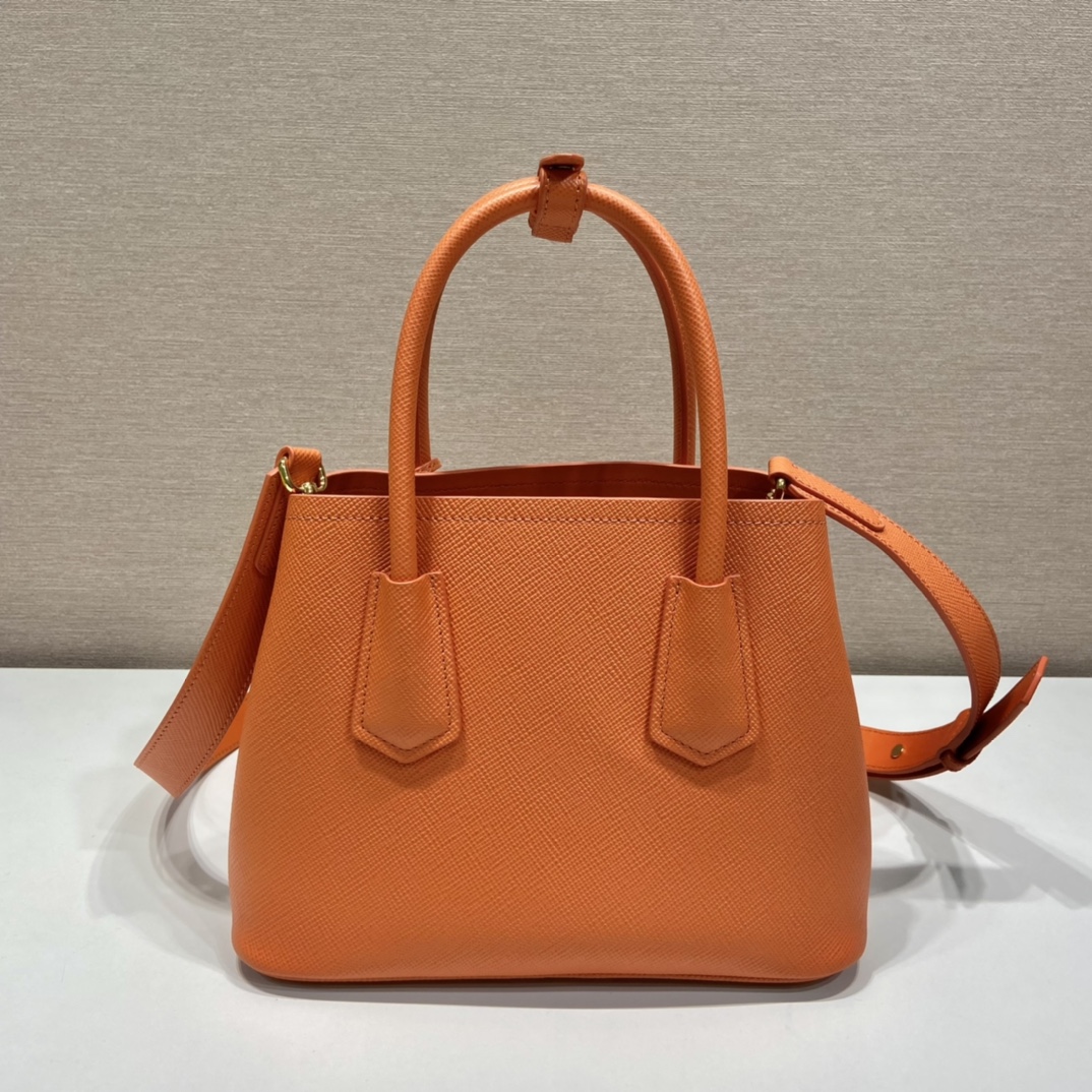 Prada Double Saffiano Leather Mini Bag Shoulder Bag Orange 1BG443